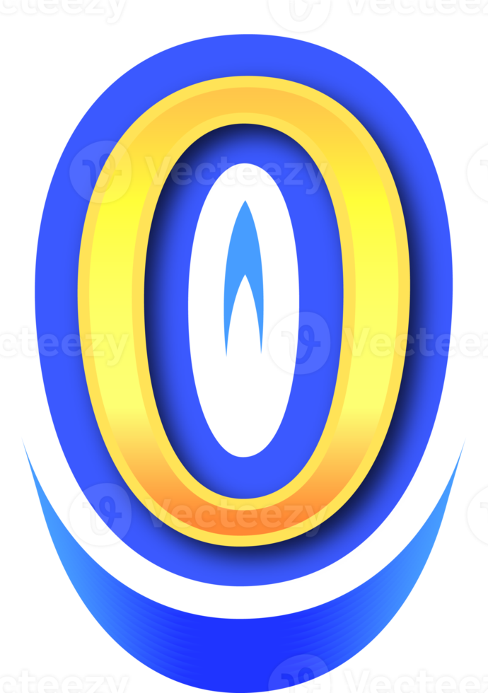 Shiny Gold 3d Number 0 png