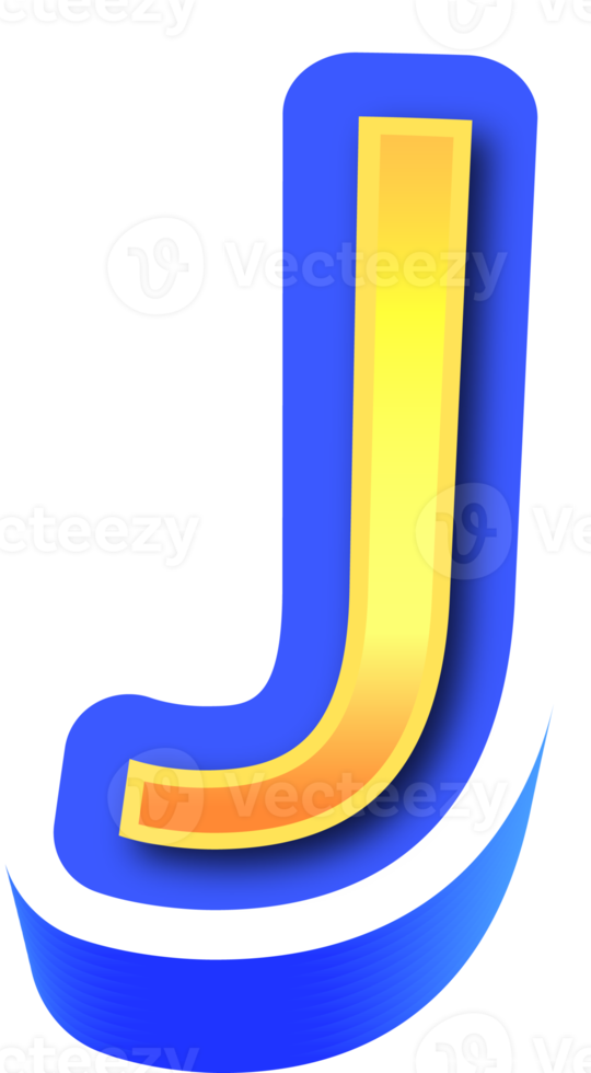 Shiny Gold 3d Letter J png