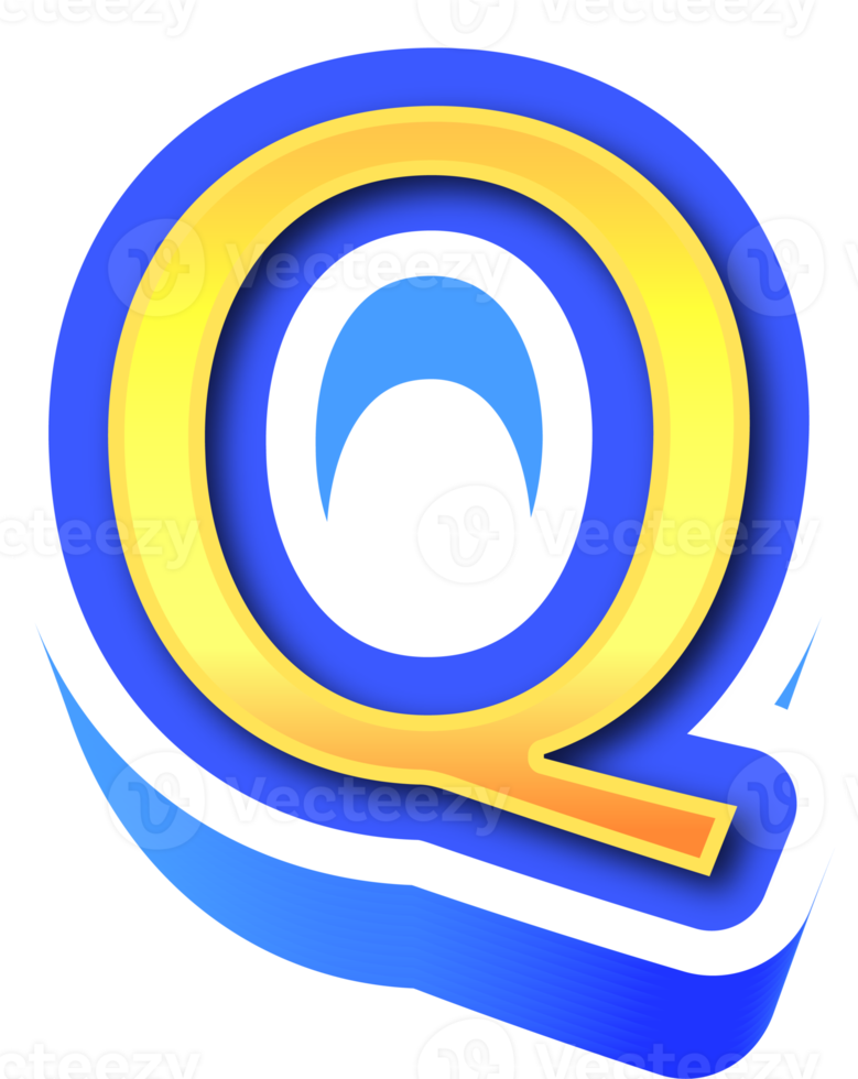 Shiny Gold 3d Letter Q png