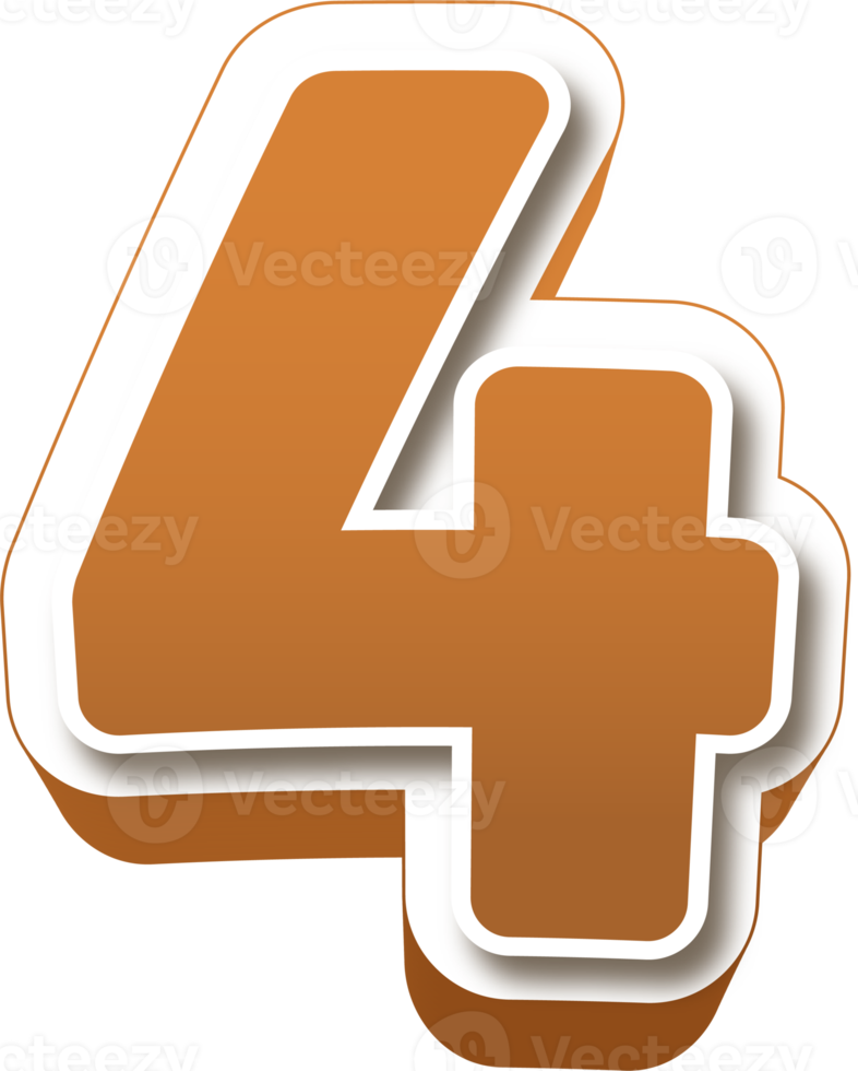 Chocolate 3d Bold Number 4 png