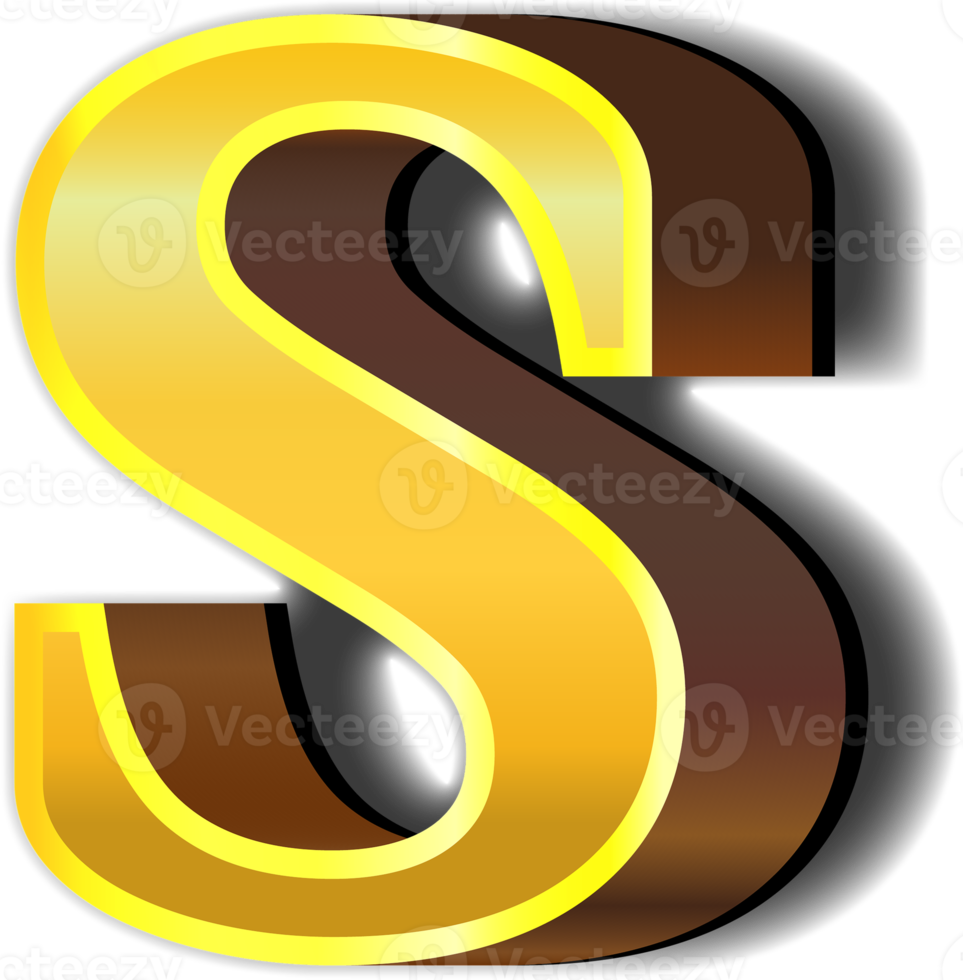 Shiny gold alphabet letters png