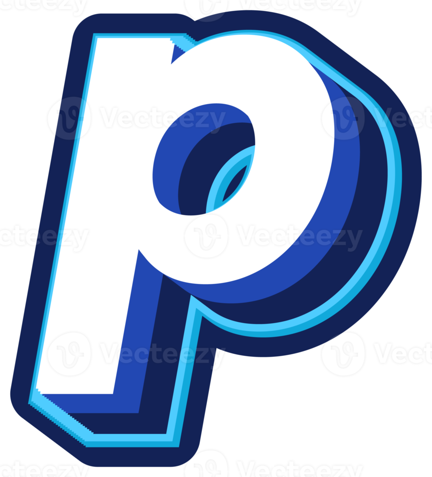 Bold 3d Blue Lowercase Letter p 22351897 PNG
