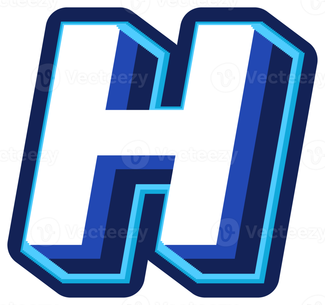 Bold 3d Blue Uppercase Letter H png