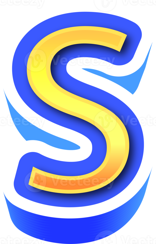 Shiny Gold 3d Letter S png