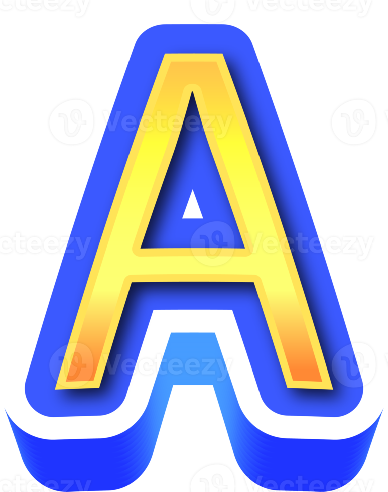 Shiny Gold 3d Letter A png