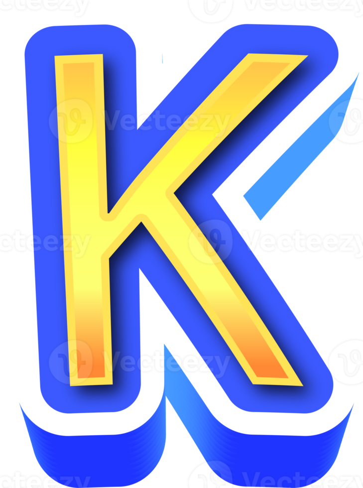 brillant or 3d lettre k png