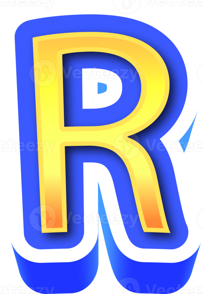 Shiny Gold 3d Letter R png