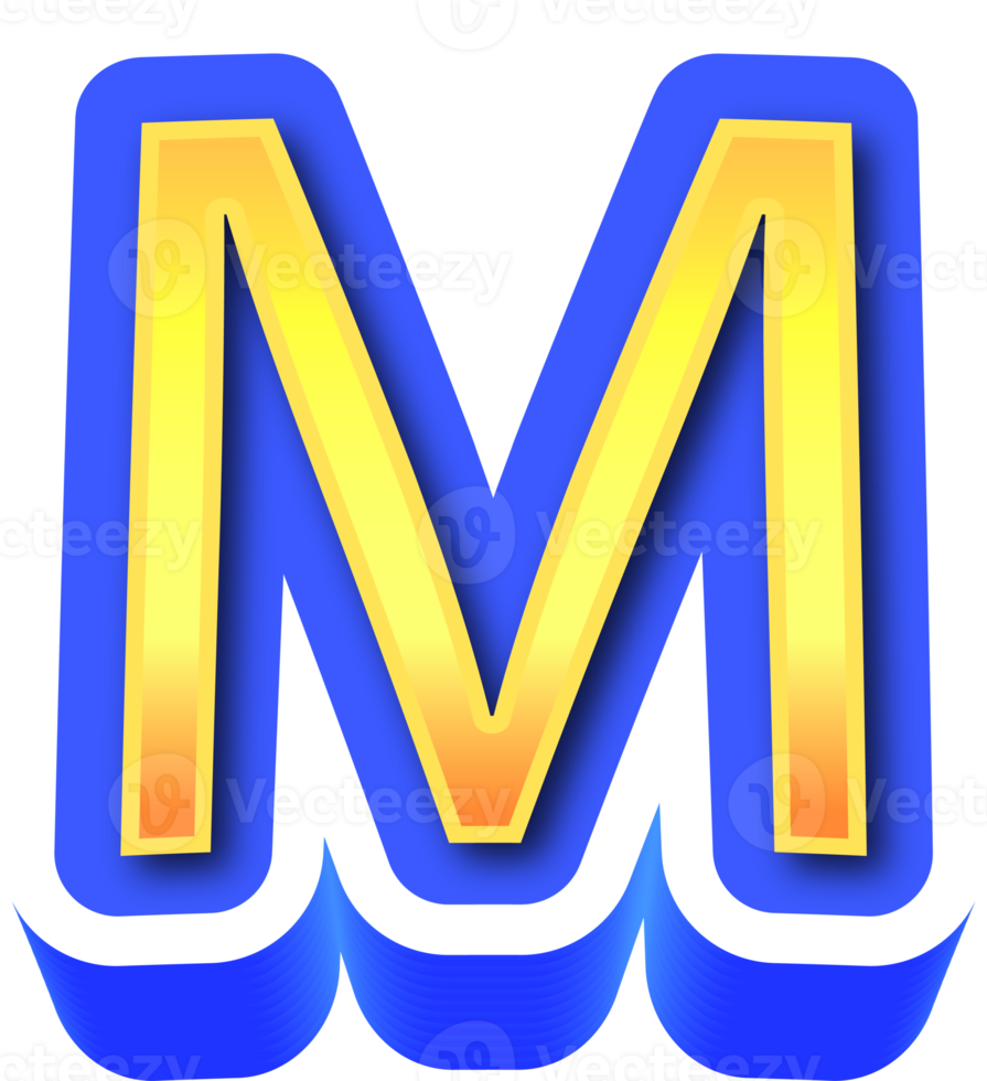 Shiny Gold 3d Letter M png