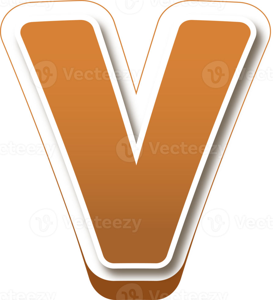 Chocolate 3d Bold Letter V png