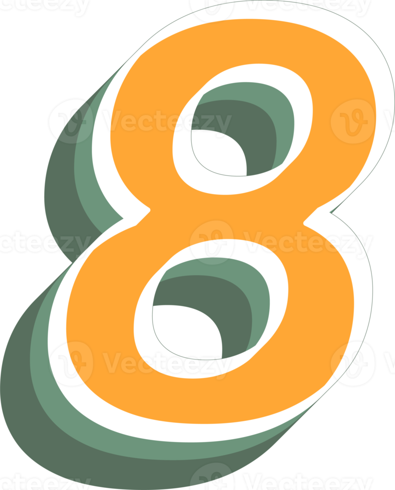 Simple 3d Yellow Number png
