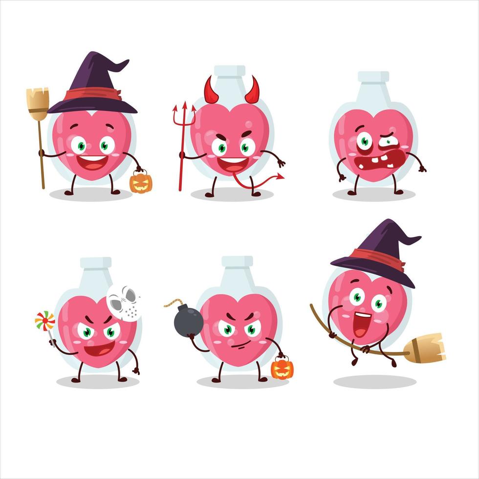 Halloween expression emoticons with cartoon character of love potion vector