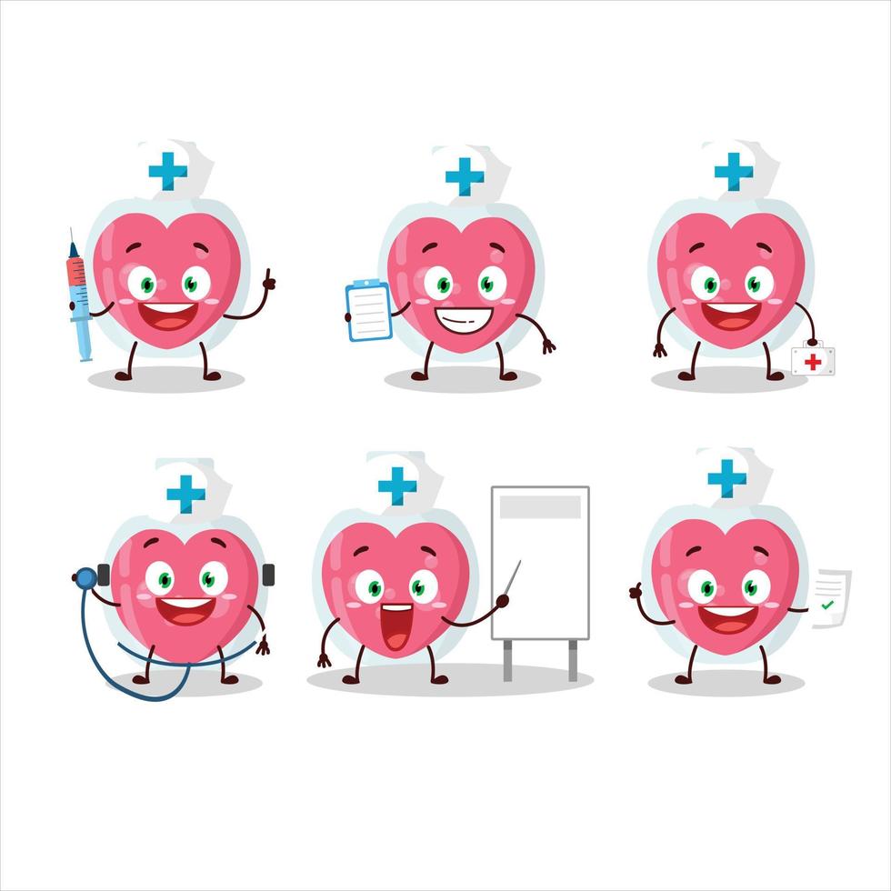 médico profesión emoticon con amor poción dibujos animados personaje vector