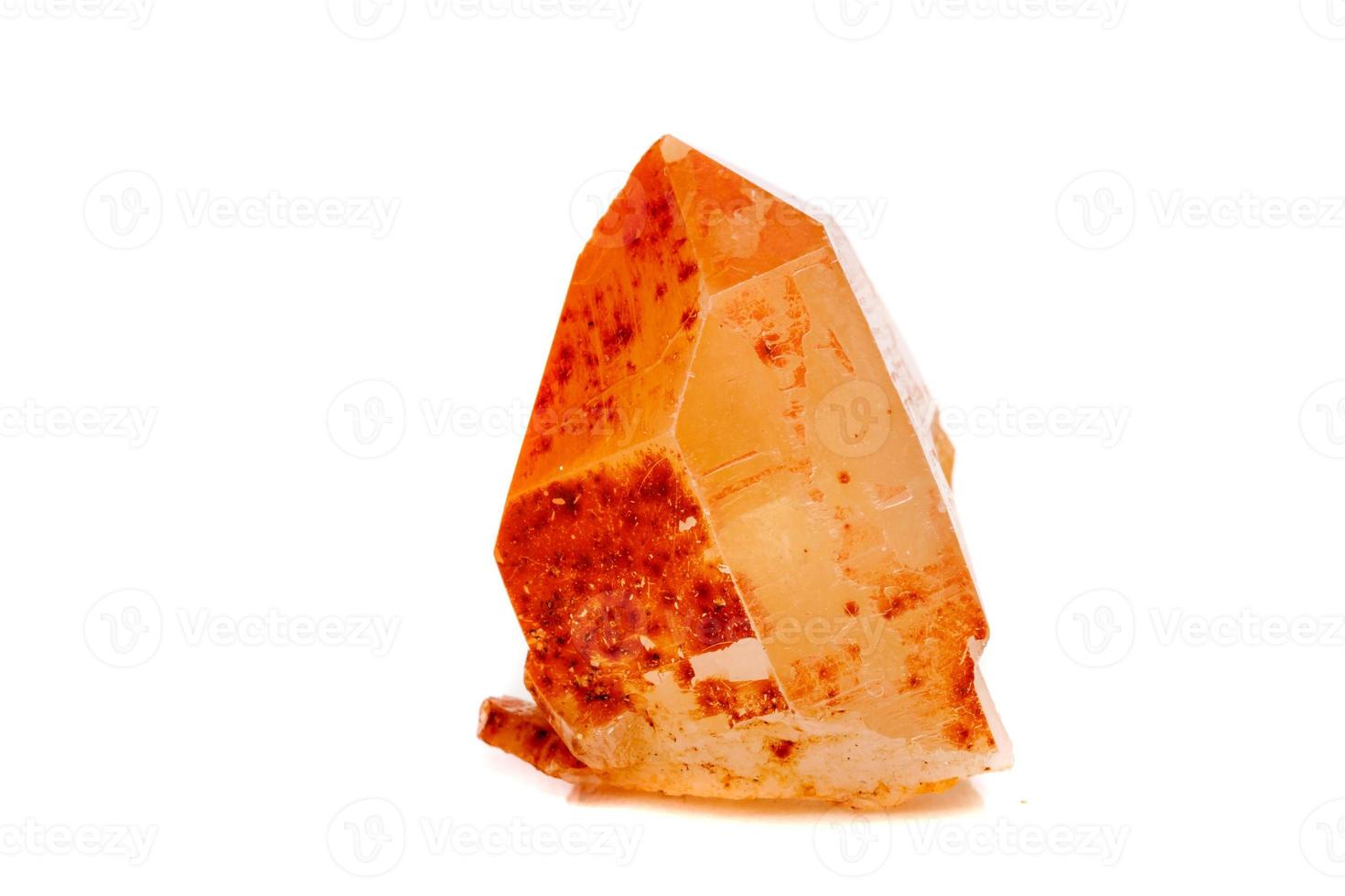 Macro mineral stone Lemurian Crystal a white background photo