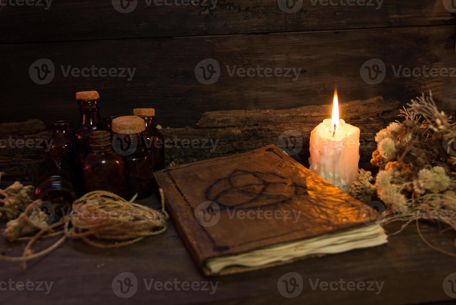 set of objects symbols of esoteric rituals photo