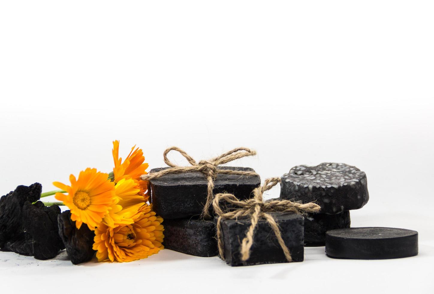 group of handmade cosmetics with activated carbon photo