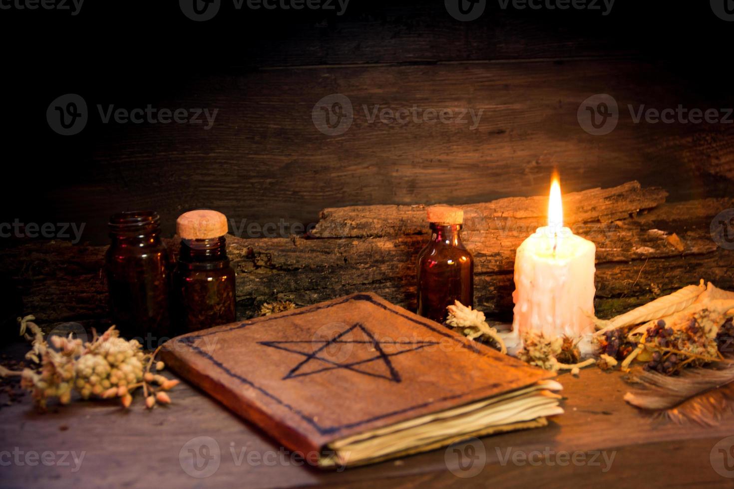 set of objects symbols of esoteric rituals photo