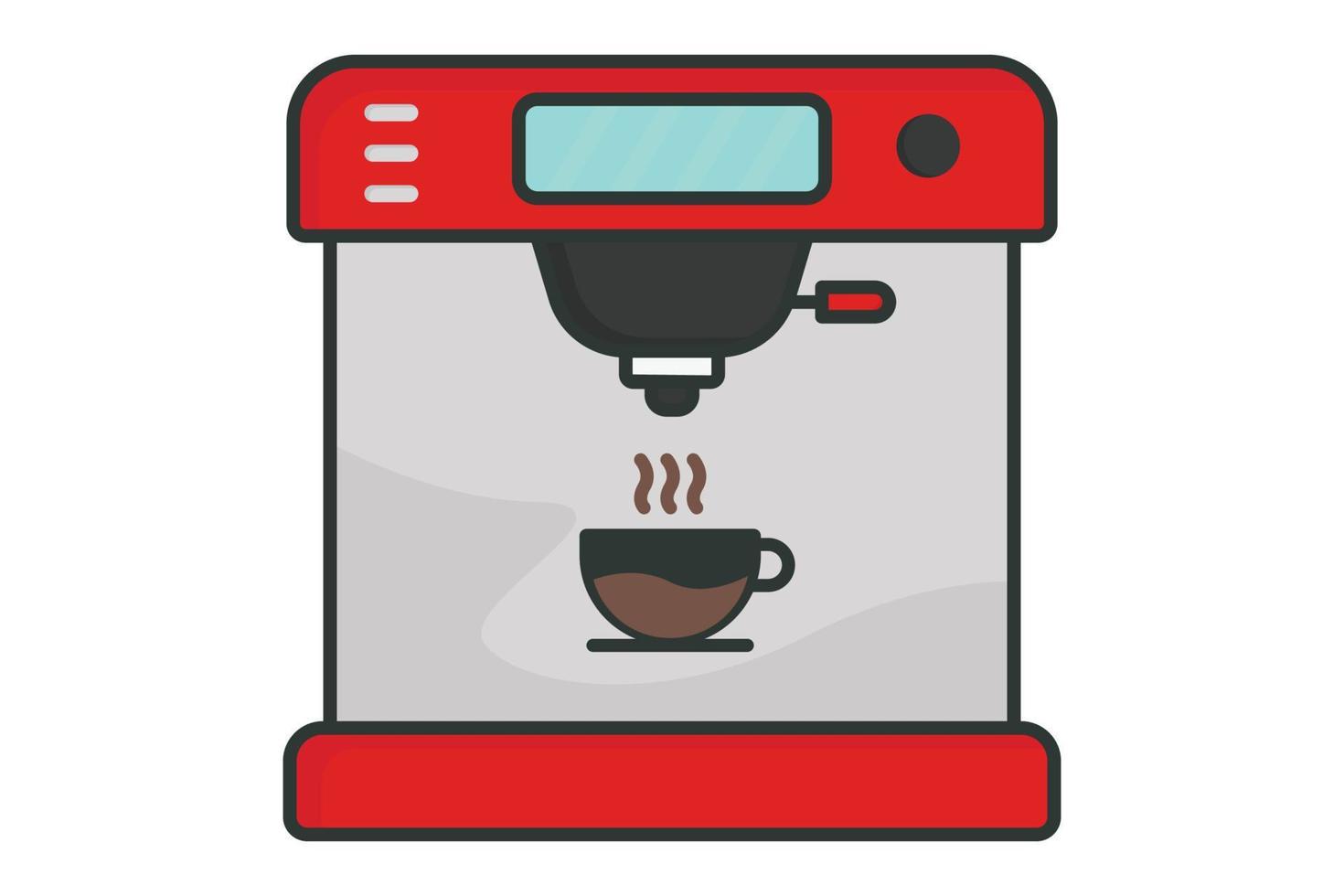 Coffee machine icon illustration. icon related to coffee element, Coffee machine and coffee cup. Flat line icon style, Lineal color. Simple vector design editable
