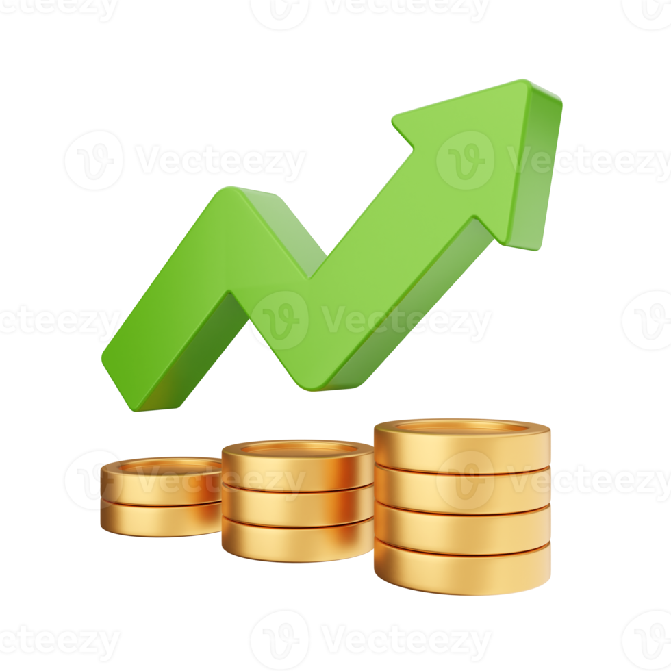 3d incrementar disminución dinero financiero y negocio png