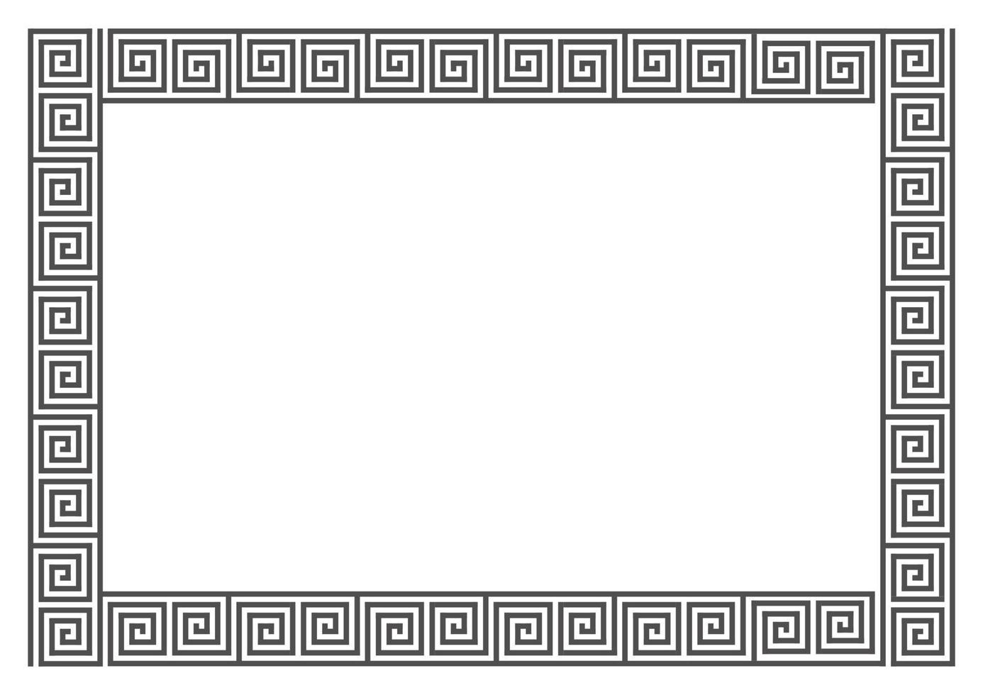 Greek frame pattern. Roman key border. Ancient meander vector rectangle ornament. Geometric fret seamless decoration