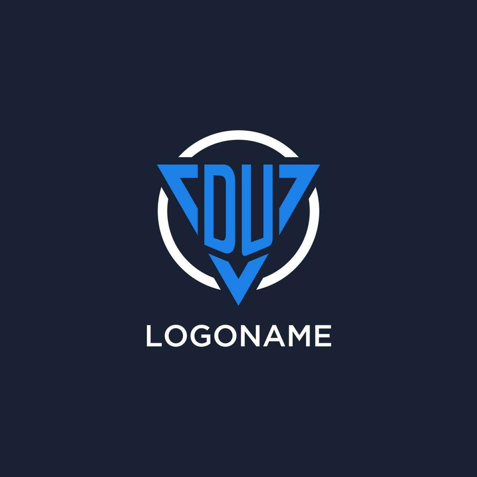 DU monogram logo with triangle shape and circle design elements vector