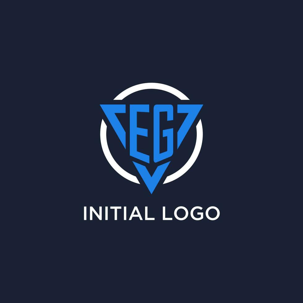 EG monogram logo with triangle shape and circle design elements vector