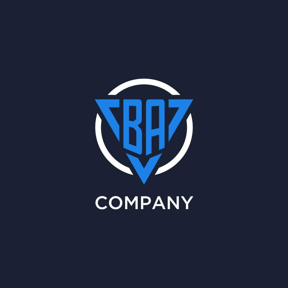 BA monogram logo with triangle shape and circle design elements vector