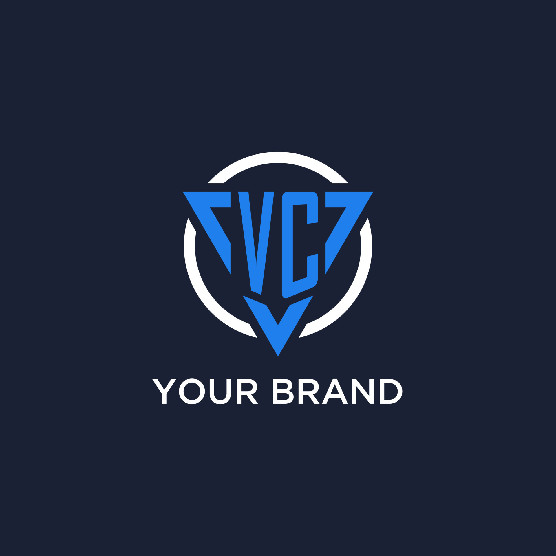 VC monogram logo with triangle shape and circle design elements ...