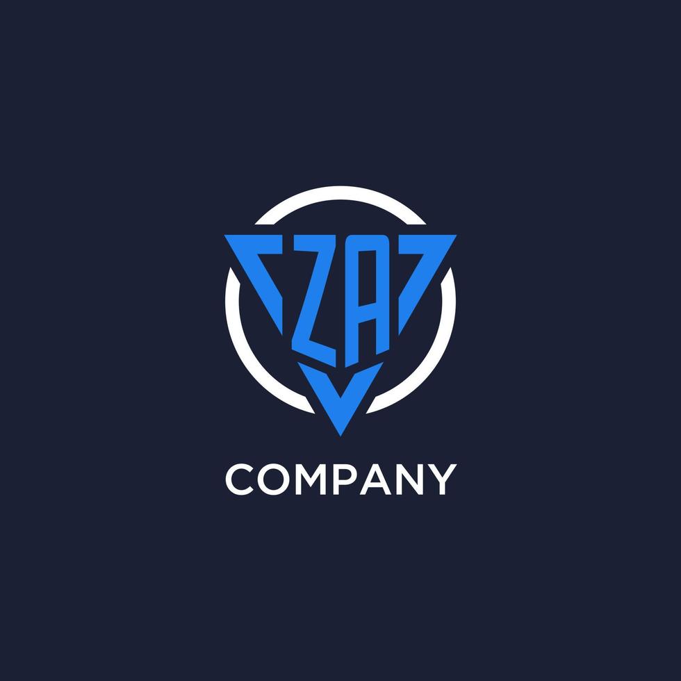 ZA monogram logo with triangle shape and circle design elements vector