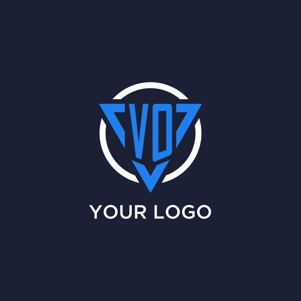 VO monogram logo with triangle shape and circle design elements vector
