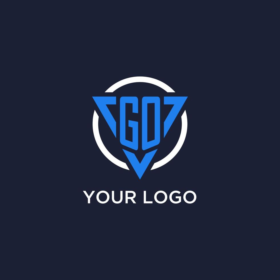 GO monogram logo with triangle shape and circle design elements vector