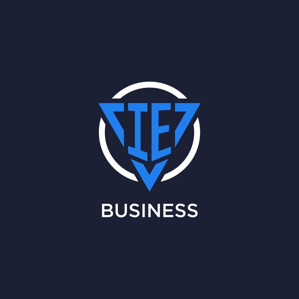 IE monogram logo with triangle shape and circle design elements vector