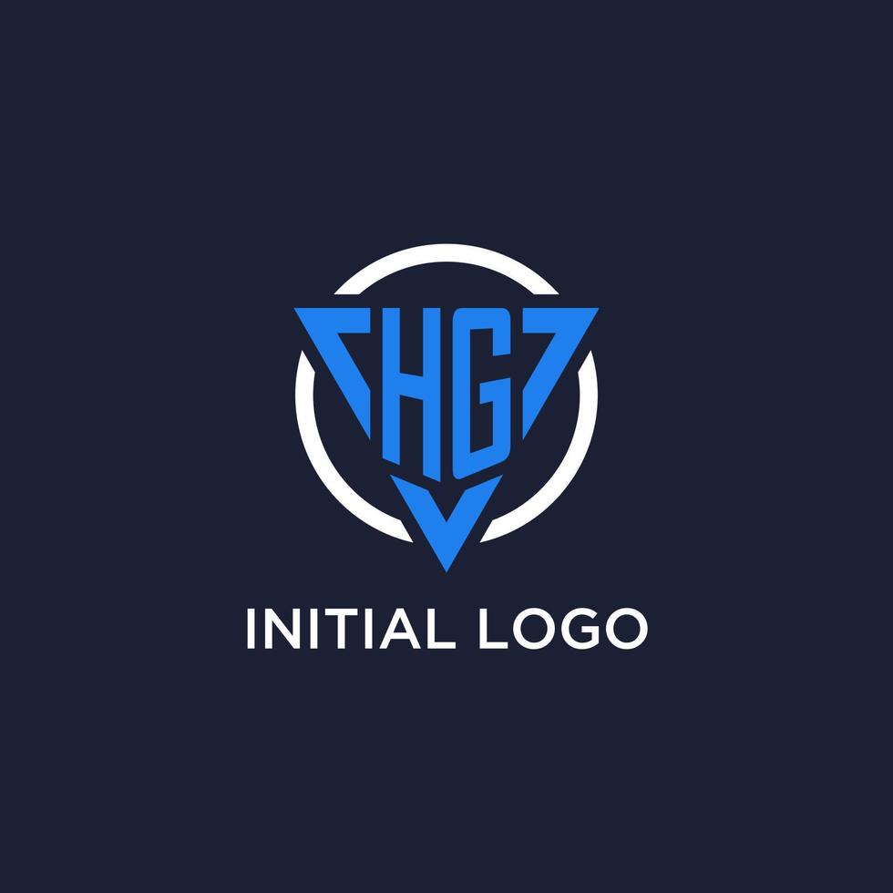 HG monogram logo with triangle shape and circle design elements vector