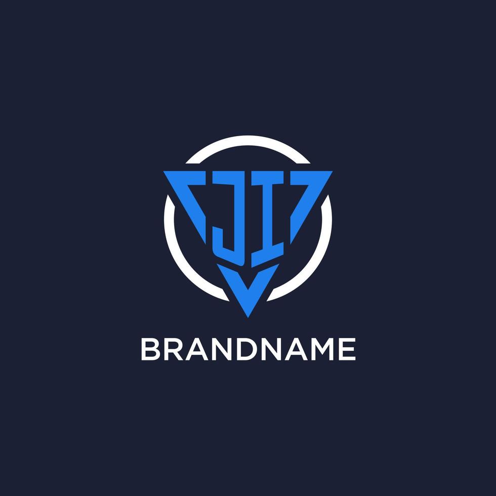 JI monogram logo with triangle shape and circle design elements vector