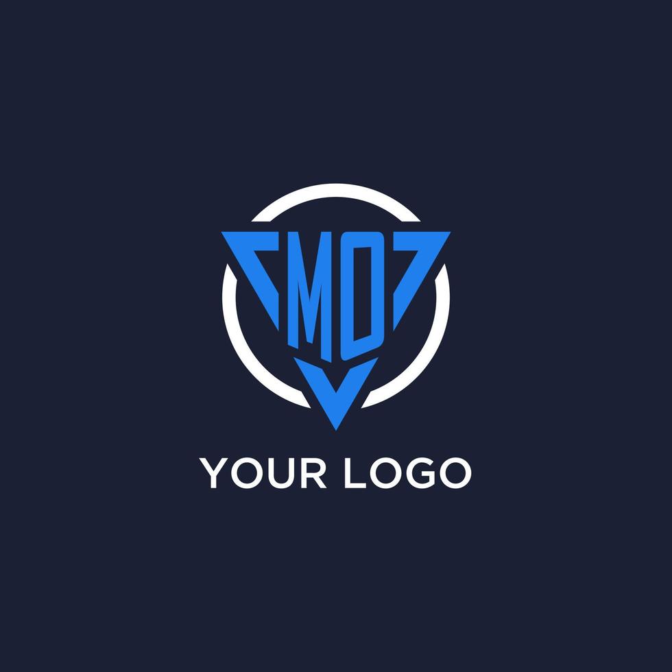 MO monogram logo with triangle shape and circle design elements vector