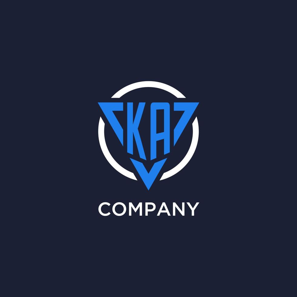 KA monogram logo with triangle shape and circle design elements vector