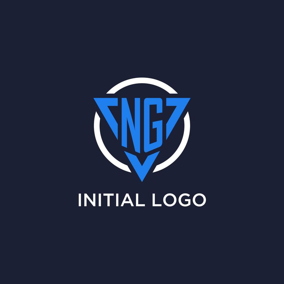 NG monogram logo with triangle shape and circle design elements vector