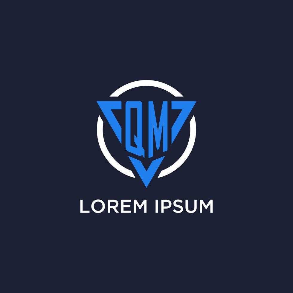 QM monogram logo with triangle shape and circle design elements vector