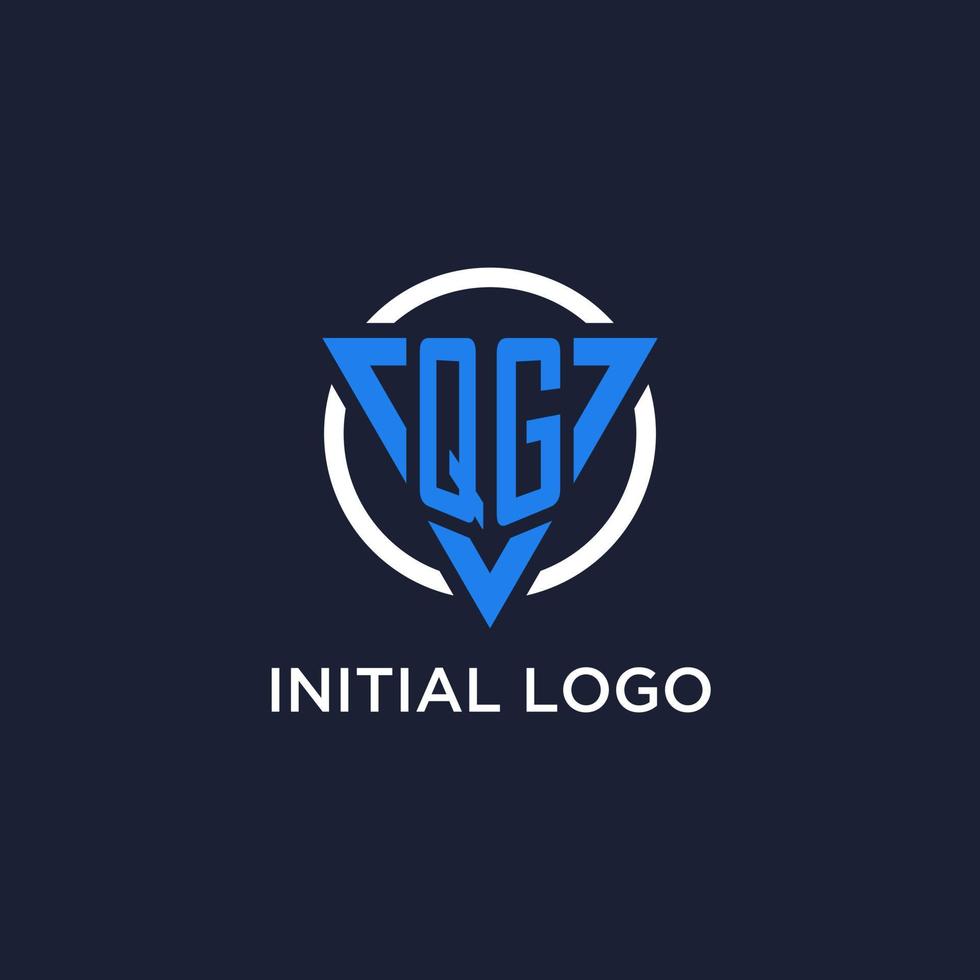 QG monogram logo with triangle shape and circle design elements vector
