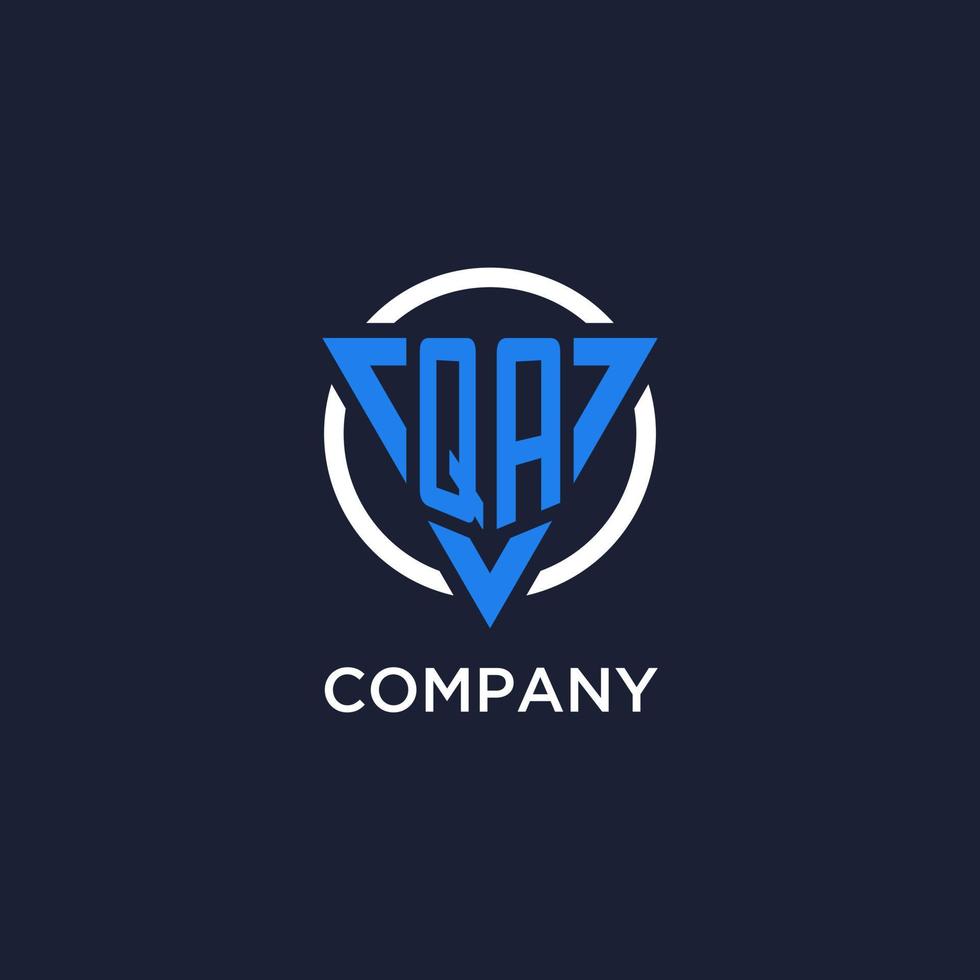 QA monogram logo with triangle shape and circle design elements vector