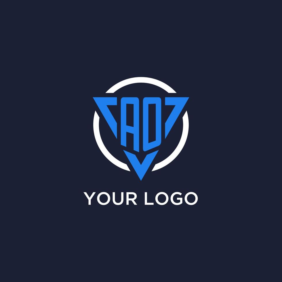 AO monogram logo with triangle shape and circle design elements vector