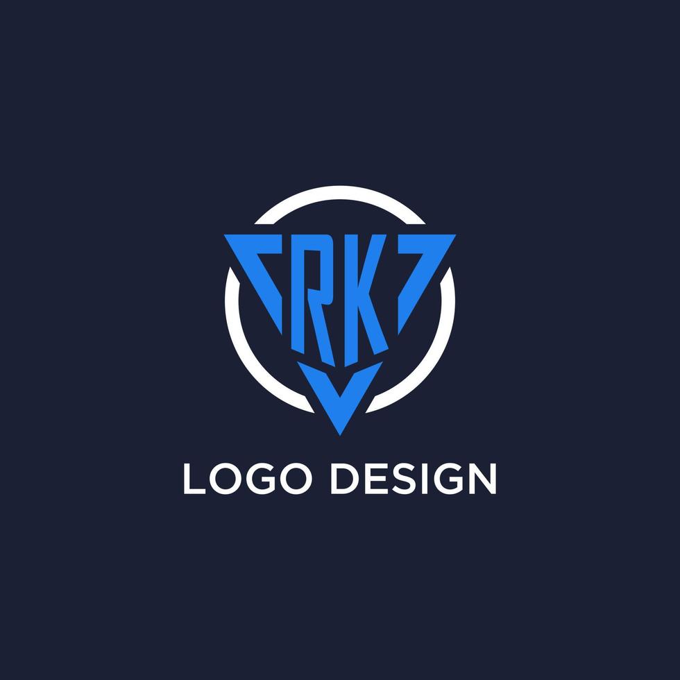 RK monogram logo with triangle shape and circle design elements vector