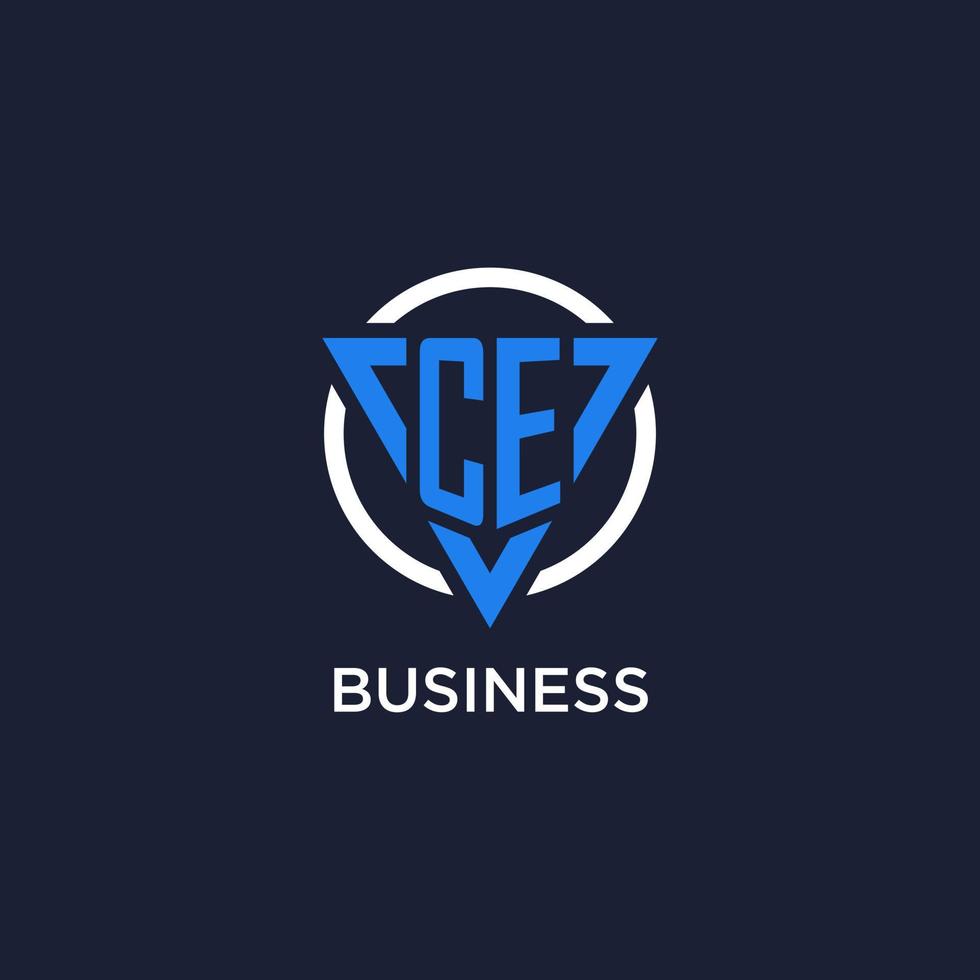CE monogram logo with triangle shape and circle design elements vector