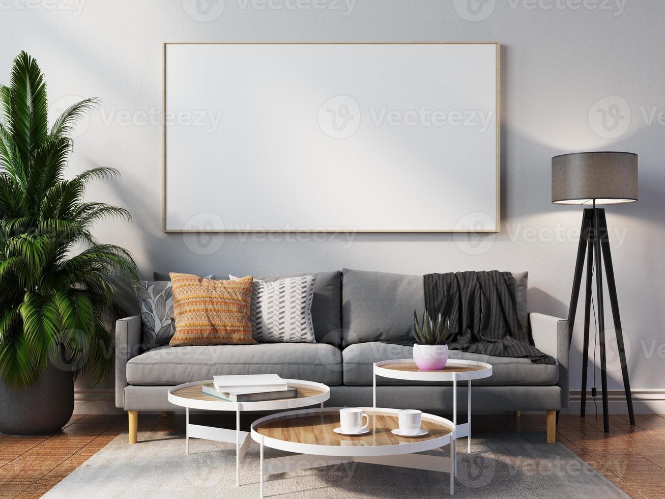 Modern home interior Mockup In Wall Living Room Templete Minimal Cozy Design photo