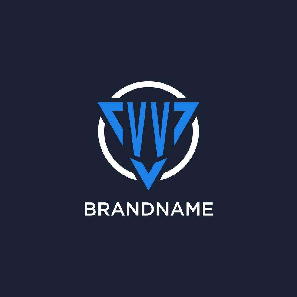 VV monogram logo with triangle shape and circle design elements vector