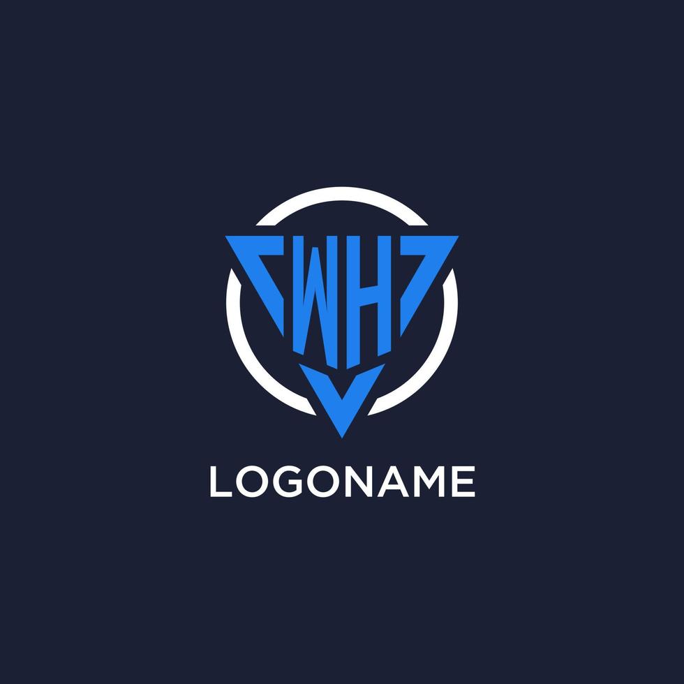 WH monogram logo with triangle shape and circle design elements vector