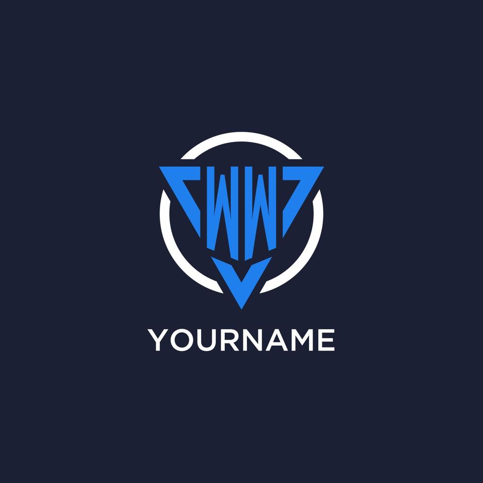 WW monogram logo with triangle shape and circle design elements vector