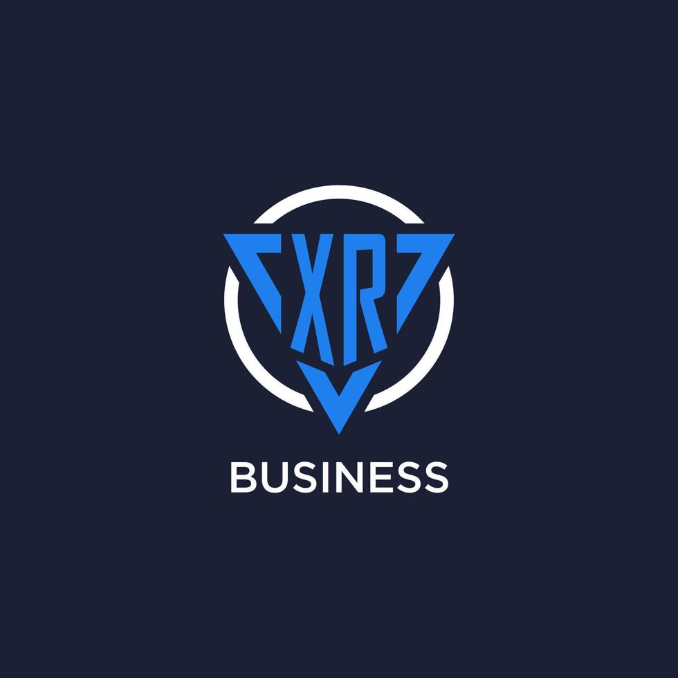 XR monogram logo with triangle shape and circle design elements vector