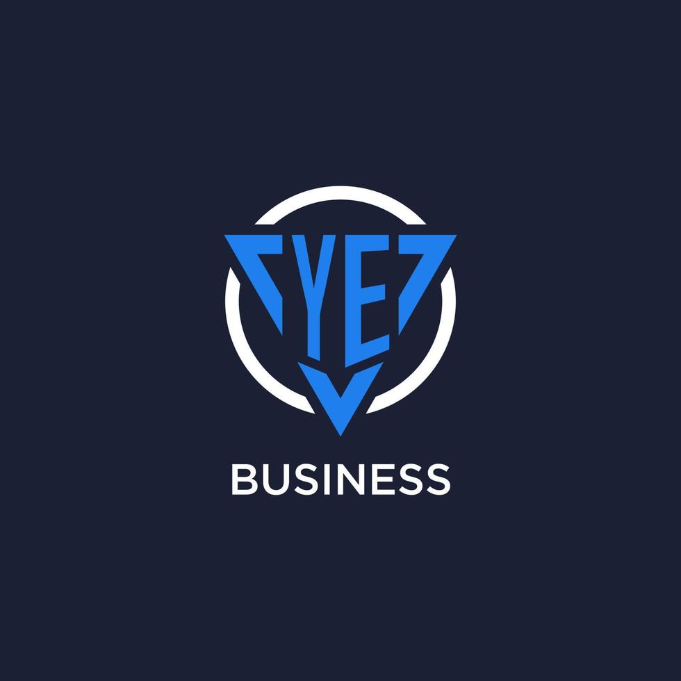 YE monogram logo with triangle shape and circle design elements vector