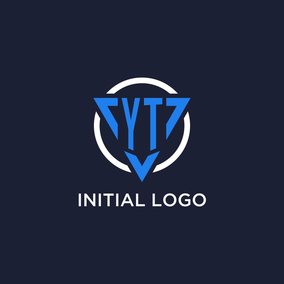 YT monogram logo with triangle shape and circle design elements vector