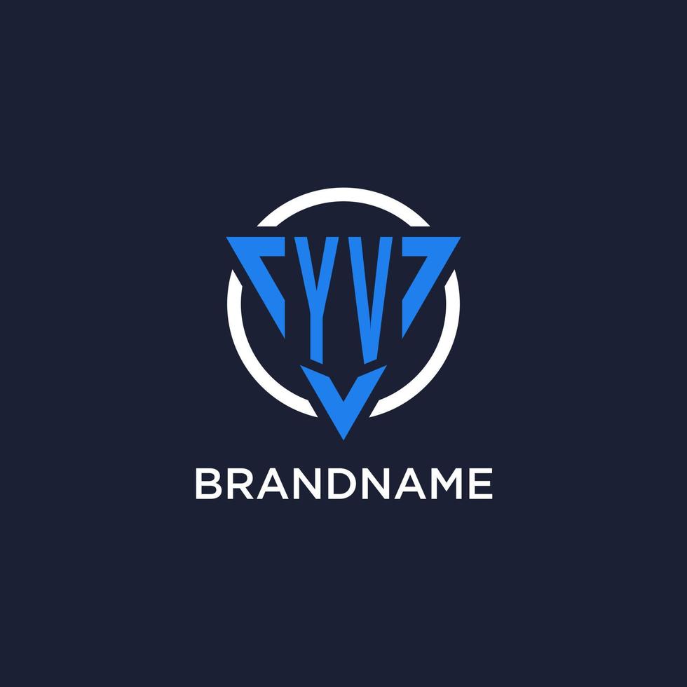 YV monogram logo with triangle shape and circle design elements vector